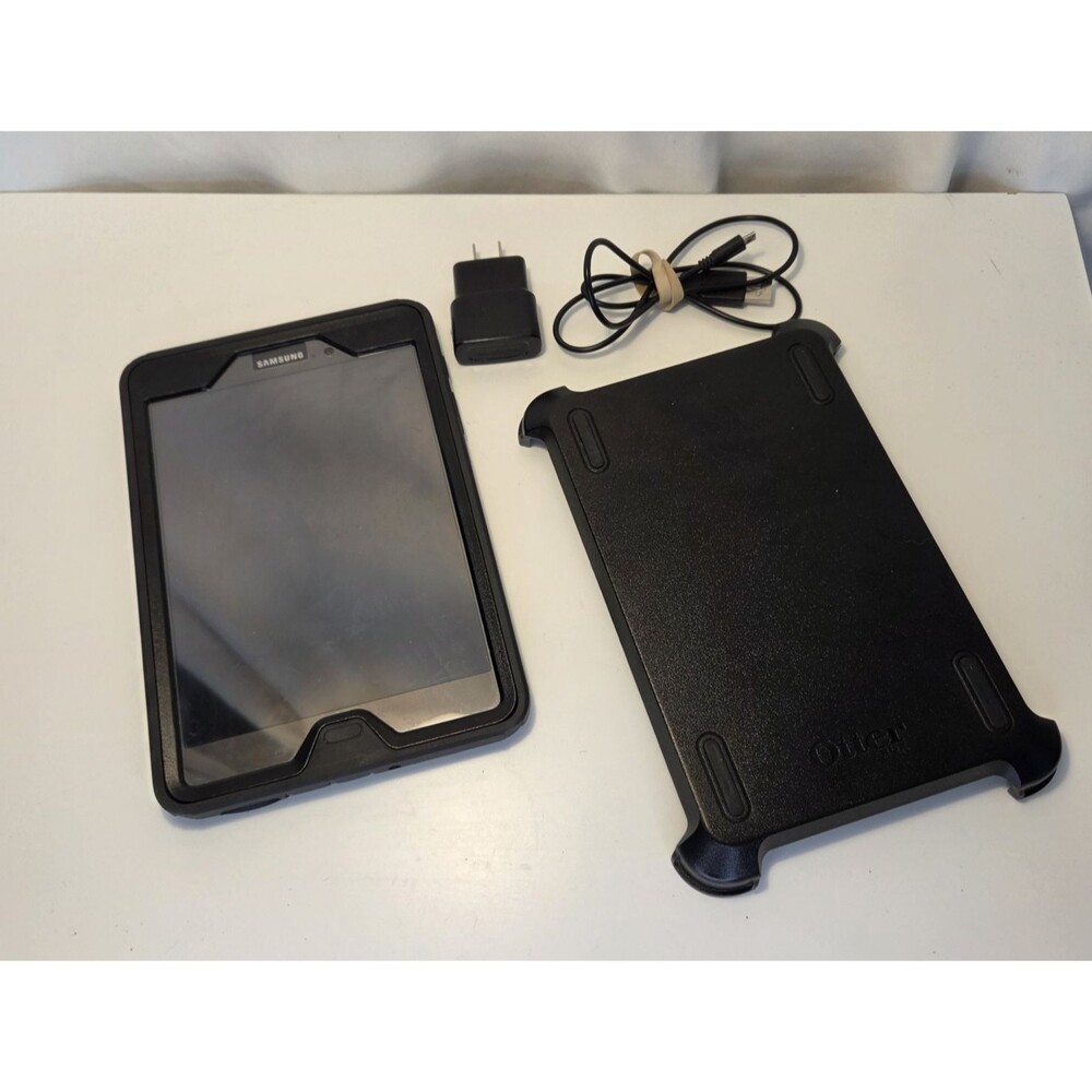 Samsung Galaxy Tab A 8.0" (SM-T350) + Rugged OtterBox Case + Charger & Cable